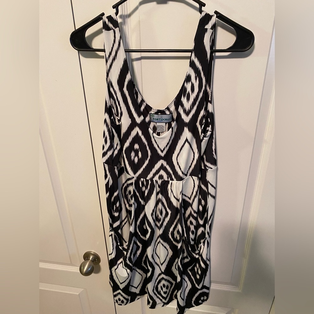 Portocruz black white cover-up sundress Sz M